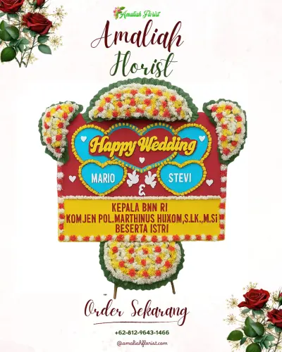 Karangan Papan Bunga Pernikahan di Delik
